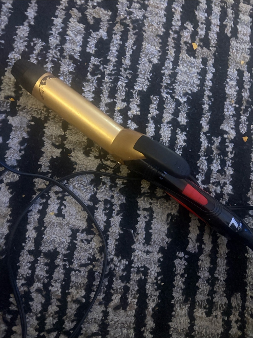 Gold and Black Curling Iron - Portable Hair Styling Tool
